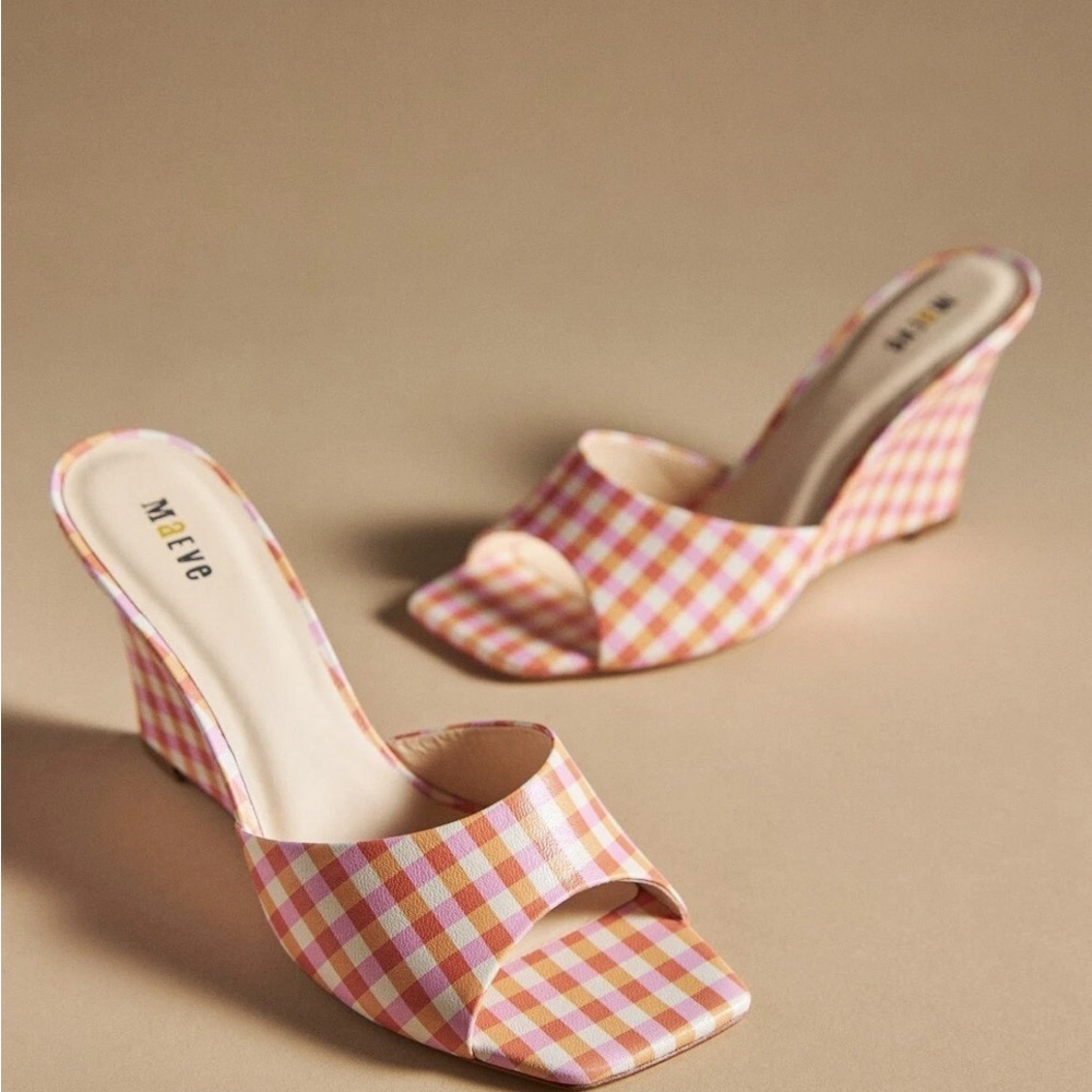 Anthropologie Pink and Orange Wedge Shoes
